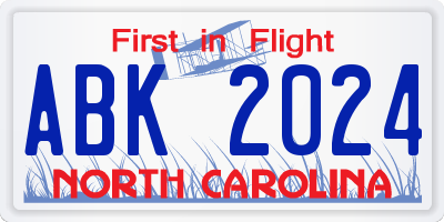 NC license plate ABK2024