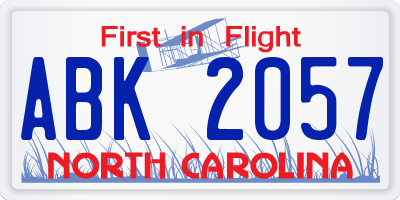 NC license plate ABK2057