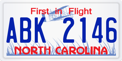 NC license plate ABK2146