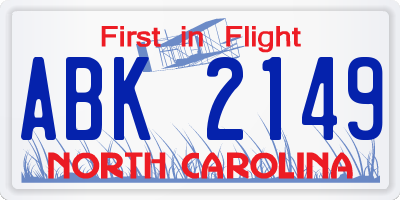 NC license plate ABK2149