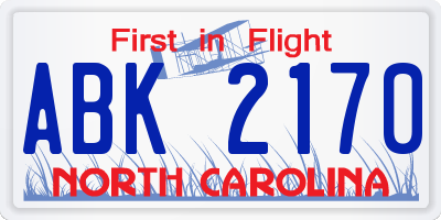NC license plate ABK2170
