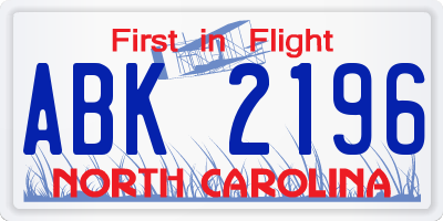 NC license plate ABK2196