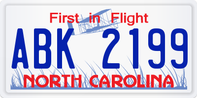 NC license plate ABK2199