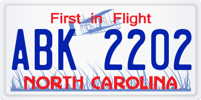 NC license plate ABK2202