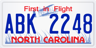 NC license plate ABK2248