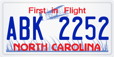 NC license plate ABK2252