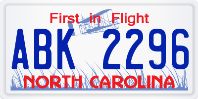NC license plate ABK2296