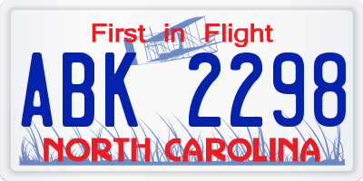NC license plate ABK2298