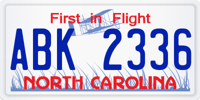 NC license plate ABK2336