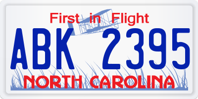 NC license plate ABK2395