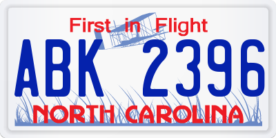 NC license plate ABK2396