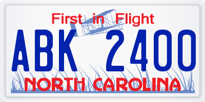 NC license plate ABK2400