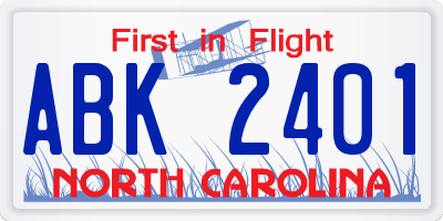 NC license plate ABK2401