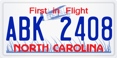 NC license plate ABK2408