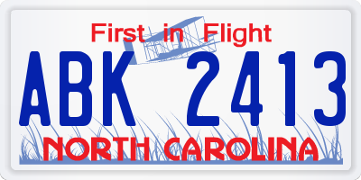 NC license plate ABK2413