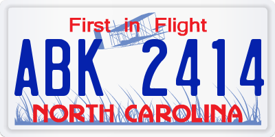 NC license plate ABK2414