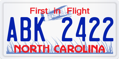 NC license plate ABK2422