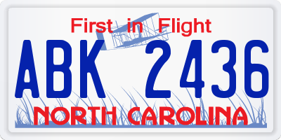 NC license plate ABK2436