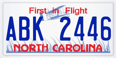 NC license plate ABK2446