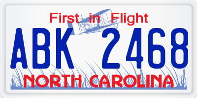 NC license plate ABK2468