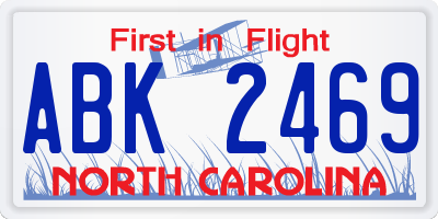 NC license plate ABK2469