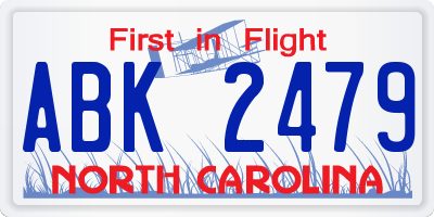 NC license plate ABK2479