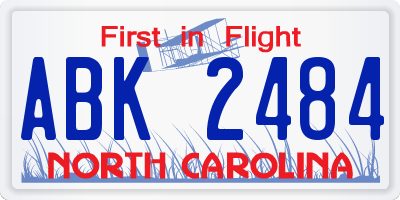 NC license plate ABK2484