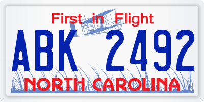 NC license plate ABK2492