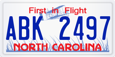 NC license plate ABK2497