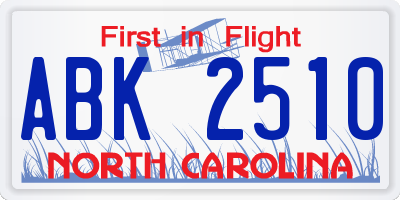 NC license plate ABK2510