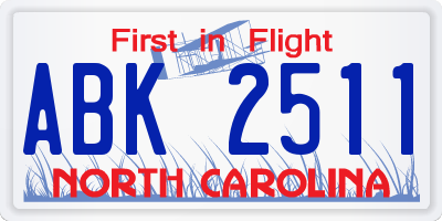 NC license plate ABK2511