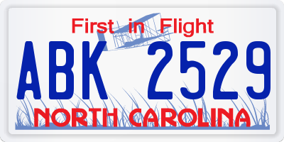 NC license plate ABK2529