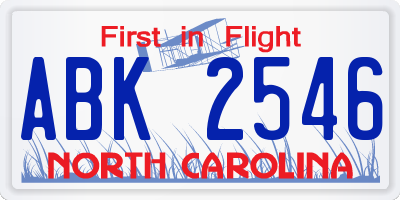 NC license plate ABK2546