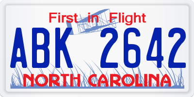 NC license plate ABK2642