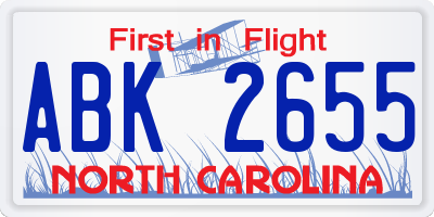 NC license plate ABK2655