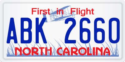 NC license plate ABK2660