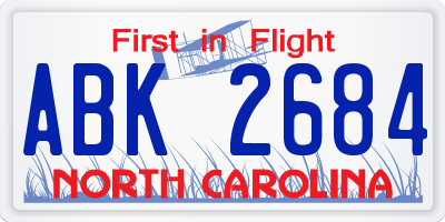 NC license plate ABK2684