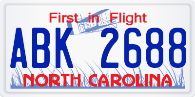 NC license plate ABK2688