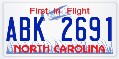 NC license plate ABK2691