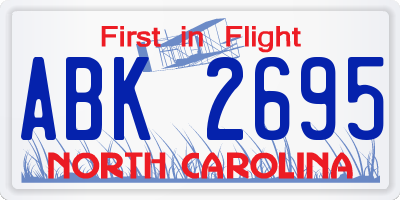 NC license plate ABK2695