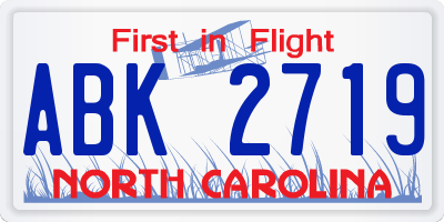 NC license plate ABK2719