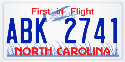 NC license plate ABK2741