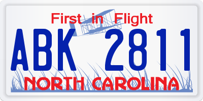 NC license plate ABK2811