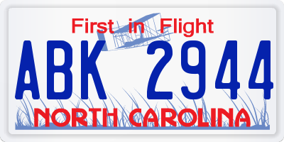 NC license plate ABK2944