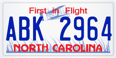 NC license plate ABK2964