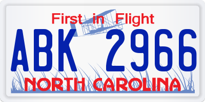 NC license plate ABK2966