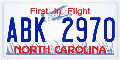 NC license plate ABK2970