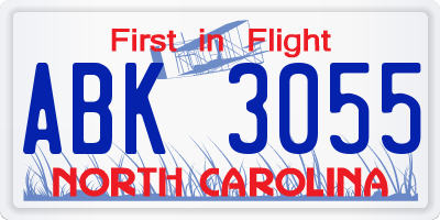 NC license plate ABK3055