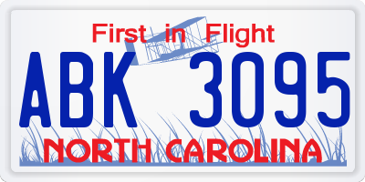NC license plate ABK3095