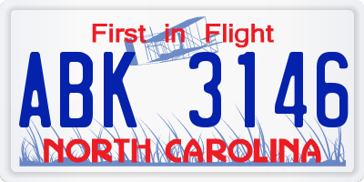 NC license plate ABK3146
